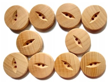 GUZIKI 25mm DREWNIANE guzik drewniany NATURALNE ŁEZKA 10szt