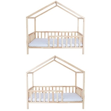 ŁÓŻKO DOMEK CASITA 160x80 DREWNIANE BARIERKA + STELAŻ SOSNA - WYSOKA JAKOŚĆ