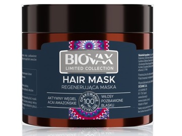MASKA DO WŁOSÓW Z AKTYWNYM WĘGLEM I ACAI AMAZOŃSKIM BIOVAX HAIR MASK