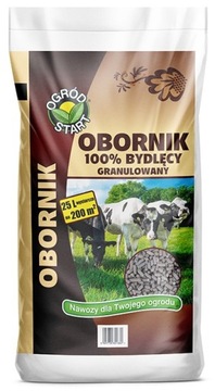 OBORNIK BYDLĘCY NATURALNY GRANULOWANY NAWÓZ POD WARZYWA DO TRAWY 200M2 25L