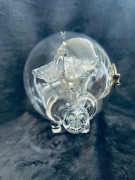 Świnka XXL skarbonka szklana z otworem handmade pojemna duża+kłódka prezent