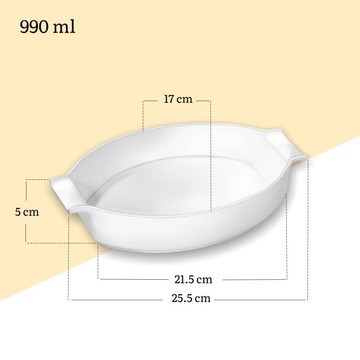 Naczynie PORCELANOWE żaroodporne Wilmax z uchwytami do pieczenia 990 ml