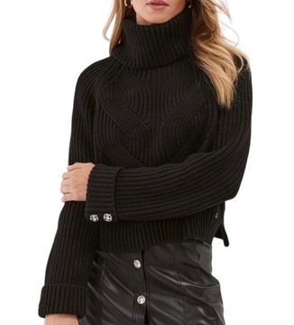 Guess Sweter Golf damski W3BR44 Z3962 Czarny Regular Fit roz. M