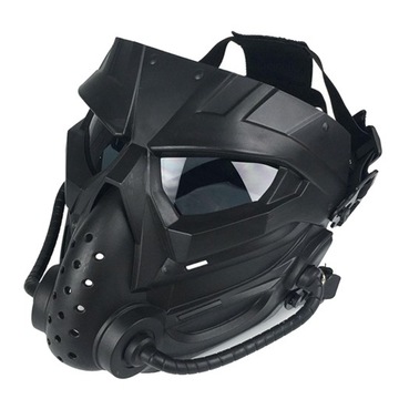 Kask taktyczny z maską ochronną Full Face Black Clear