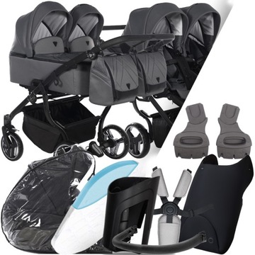 JUNAMA WÓZEK BLIŹNIACZY 2W1 DUO V3 02 I ADAPTERY