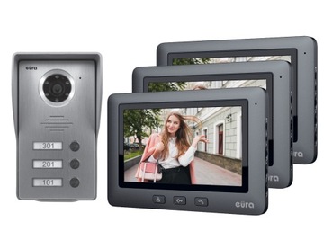 Wideodomofon videodomofon domofon 3-RODZINNY 7''