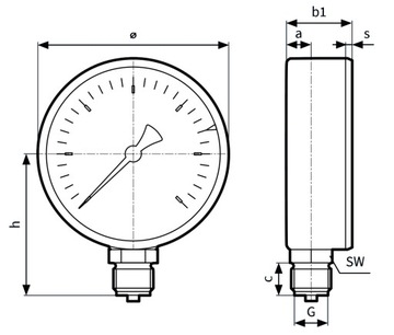 РАДИАЛЬНЫЙ МАНОМЕТР НИЖНИЙ 1/2 80 мм 0-10 БАР AFRISO