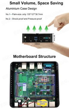 Мини-ПК Intel Atom 4x LAN RS232 VPN-маршрутизатор с поддержкой IoT