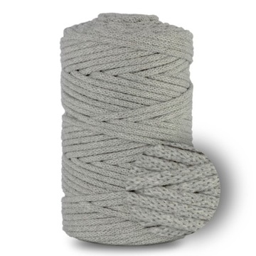 SZNUREK BAWEŁNIANY 5MM Z RDZENIEM PLECIONY SZARY
