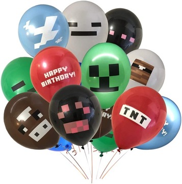 BALONY MINECRAFT TNT ZESTAW BALONÓW URODZINOWYCH
