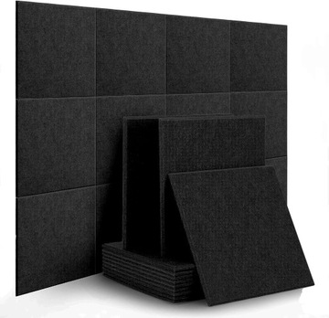 PANELE AKUSTYCZNE CZARNE 30X30X BIURO DOM 12SZT PREMIUM