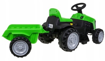 Детский зеленый трактор с прицепом