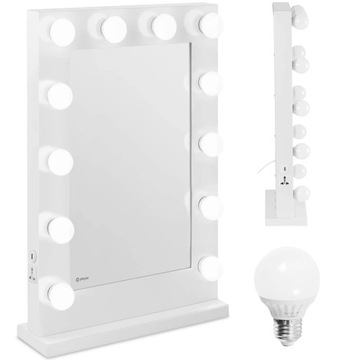 Косметическое зеркало для макияжа и макияжа с 12 светодиодными лампочками.