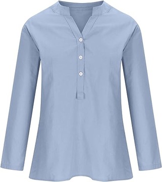 Niebieska bluzka koszulowa guziki casual luźna XL 42