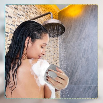 Силиконовая мочалка для тела с массажной ручкой