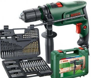 УДАРНАЯ ДРЕЛЬ МОЩНОСТЬЮ 600 ВТ BOSCH EASYIMPACT, НАБОР СВЕРЛ, 109 ЭЛЕМЕНТОВ