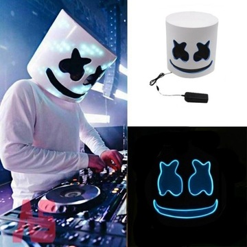 DJ MASK LED MARSHMALLOW ИЗ ПЕНЫ КАПЮШОН С ПОДСВЕТКОЙ ДЛЯ ВЕЧЕРИНКИ MASKIPL
