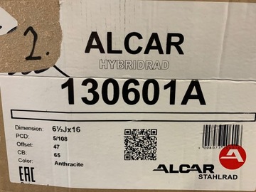 DISK OCELOVÝ ALCAR STAHLRAD 6.5" X 16" 5X108 ET 47