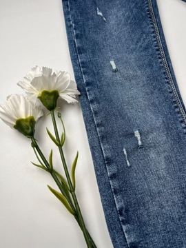 Klasyczne jeansy damskie rurki z przetarciami spodnie jeansowe ZARA r. XXS