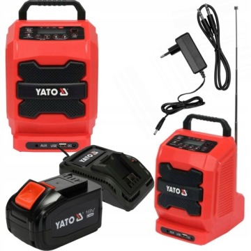 СТРОИТЕЛЬНАЯ РАДИО YATO С АККУМУЛЯТОРОМ И СЕТЬЮ +6 Ач
