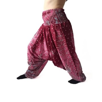 Szarawary spodnie cienkie alladynki różowe joga