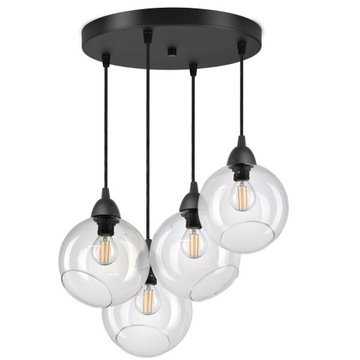 Lampa Wisząca Sufitowa 4 Szklane Kule Transparent