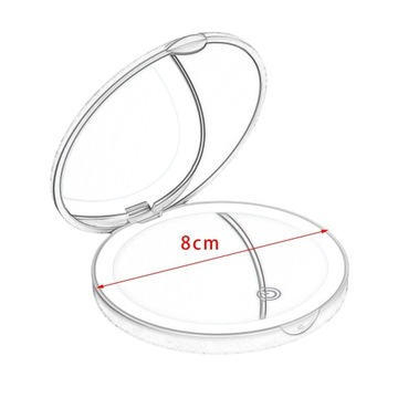 Дорожное зеркало для макияжа с подсветкой, портативное, складное, 2 кармана.