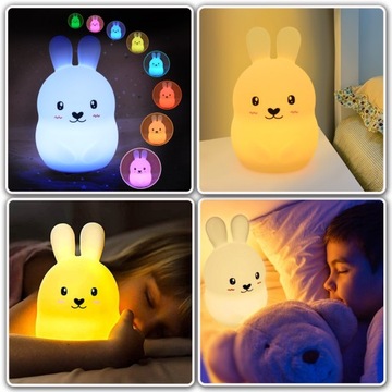 НОЧНИК ДЛЯ ДЕТЕЙ КРОЛИК, ЦВЕТНОЙ СИЛИКОНОВЫЙ С ДИСТАНЦИОННЫМ RGB СВЕТОДИОДОМ SOFT