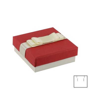 Pudełko na biżuterię czerwone z wstążką 6,6x6,6 cm