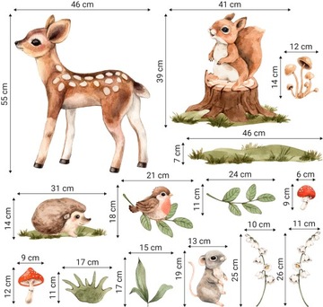 Наклейки на стену детские ЛЕСНЫЕ ЖИВОТНЫЕ