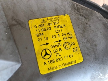 LEVÝ SVĚTLO SVĚTLOMET MERCEDES TŘÍDA A W168 01-