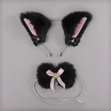COSPLAY FURRY USZY USZKA Z DZWONECZKAMI NA OPASCE + MUSZKA