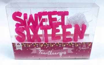 Świeczki na tort 16 urodziny Sweet Sixteen 13 szt