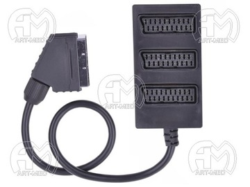 Kabel; wtyk Scart; 3 x gniazdo Scart; 0,5m