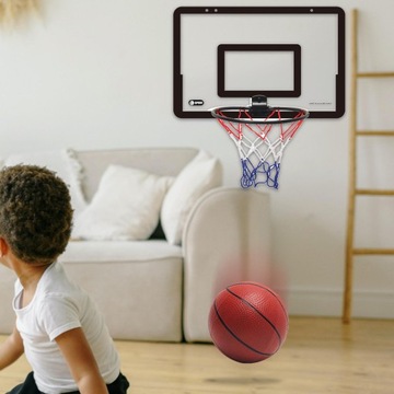 Mini kosz do koszykówki z pompką. Zabawki sportowe dla dzieci. Czarny