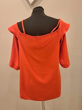 Pomarańczowa bluzeczka roz. 36 rękaw 3/4, dwa style noszenia , modny krój
