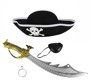 KAPELUSZ + MIECZ STRÓJ PIRACKI PIRAT PIRATKA