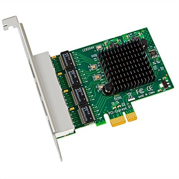 4-portowa karta sieciowa Gigabit PCIe Ethernet, port LAN RJ45 10/100/1000Mbps