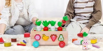 Деревянный набор MONTESSORI CATCH THE WORM сортировщик кубиков AUTO XXL пазл