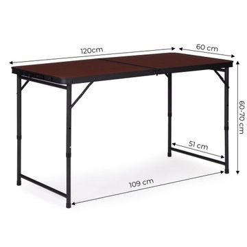 Стол туристический, садовый складной, чемодан с ручкой, 120х60х70 см.