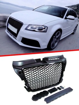 Atrapa grill Audi A3 8P0 lift 08-11 RS plaster miodu ramka czarny połysk
