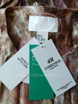 H&M CONSCIOUS EXCLUSIVE STUDIO PREMIUM JEDWAB GLAMOUR ART DESIGNER'S M/L