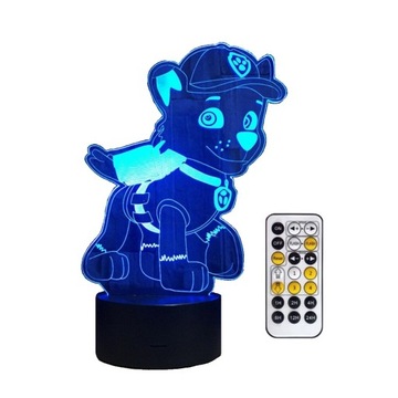 LAMPKA NOCNA 3D PSI PATROL ROCKY 2 PILOT PREZENT