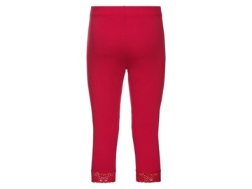 esmara Damskie legginsy Capri z koronką czerwone M 40/42