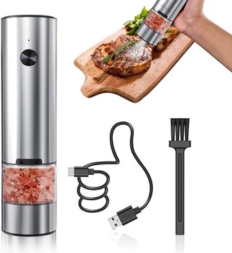 ЭЛЕКТРИЧЕСКАЯ USB-МЕЛЬНИЦА ДЛЯ СОЛЬ И ПЕРЦА КУХНЯ СО СВЕТОДИОДОМ