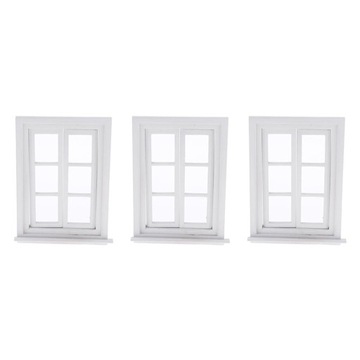 3x Białe drewniane do okien Miniaturowe