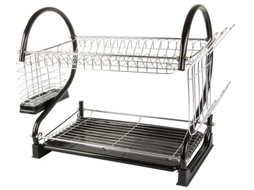 Сушилка стоячая для посуды и столовых приборов с двухуровневым сушилкой.