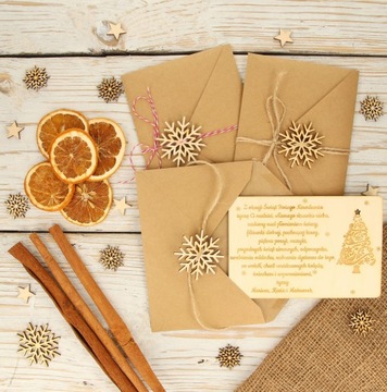 Деревянная рождественская открытка, 12 эко-индивидуальных дизайнов.