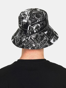 BUCKET HAT młodzieżowa czapka KAPELUSZ RYBACKI komiks bawełniany czarny