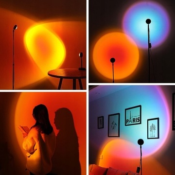 Lampa o zachodzie słońca USB Rainbow projektor